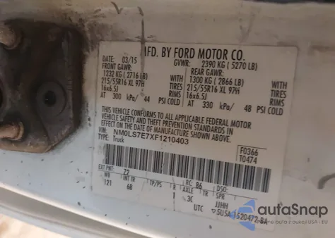 2015 Ford Transit Connect Xl from USA, damaged, VIN NM0LS7E7XF1210403